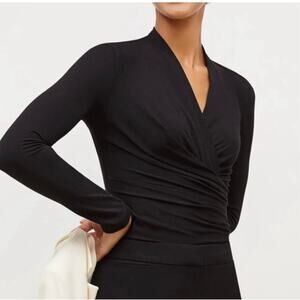 M.M.LaFleur The Fey Black Faux Wrap top